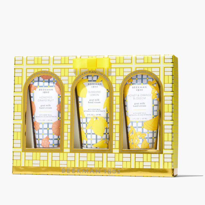 Beekman 1802 Hand Cream Sampler - Honeyed Grapefruit, Honey & Orange Blossom, Sunshine Lemon - Zoom Image