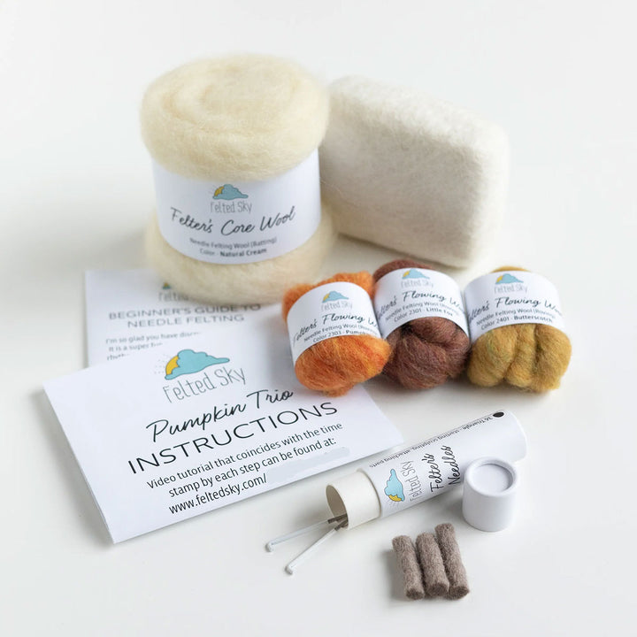 Felted Sky Sculpting With Wool Needle Felting Kits - Pumpkin Trio Mini - Extra Image