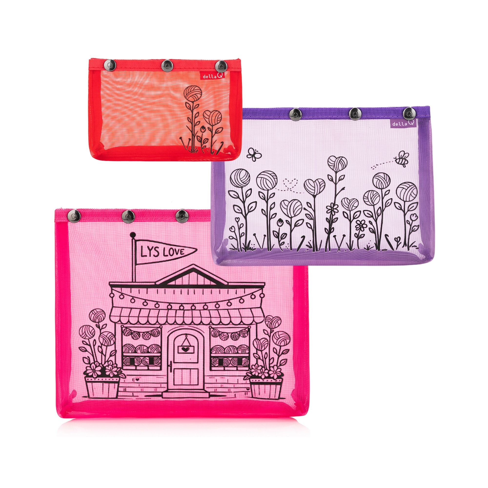 dellaQ Flat Oh Snap Sack Set - LYS Day 2026 - S/M/L Pink/Purple