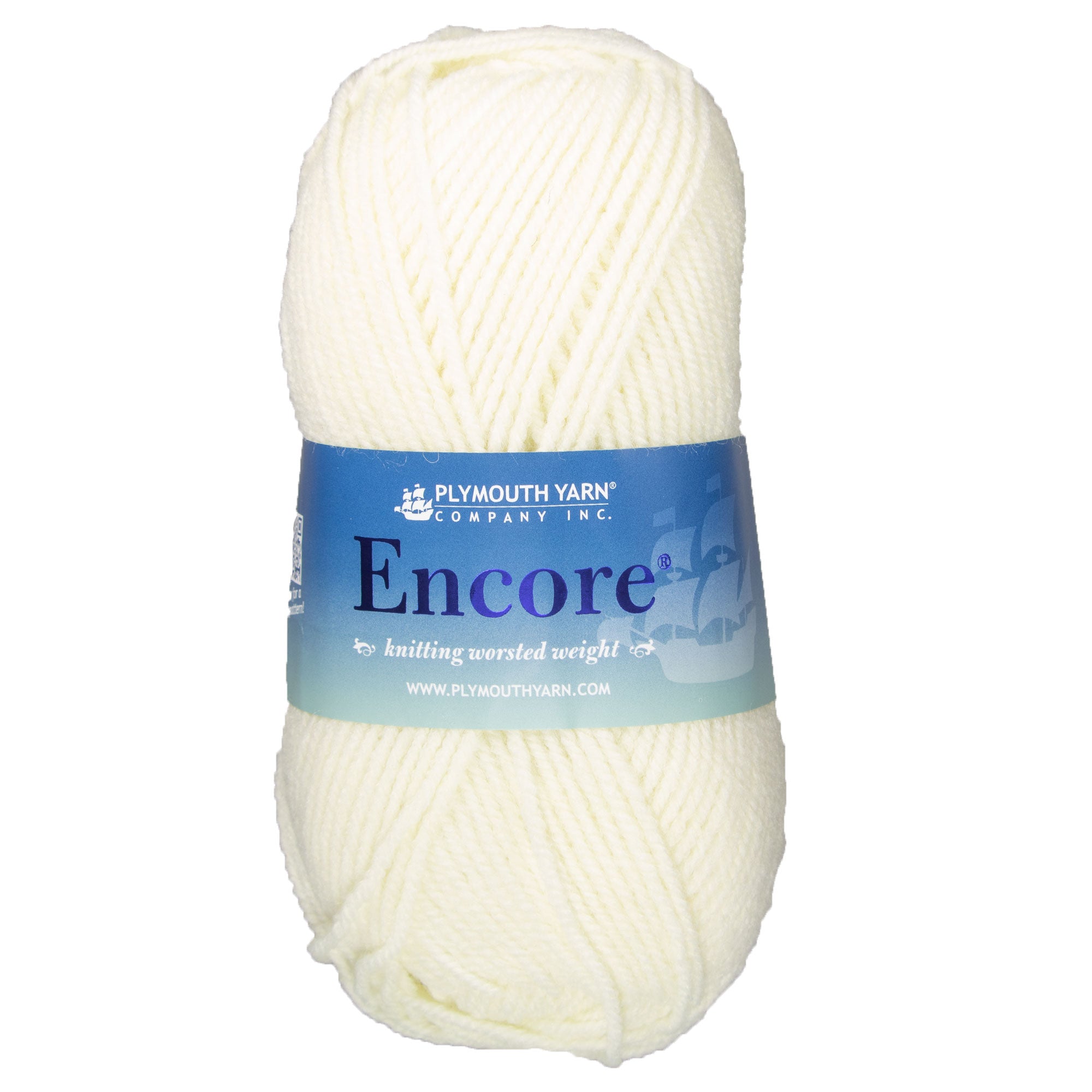 Plymouth Yarn Encore Worsted Yarn - 0146 Winter White - Zoom Image