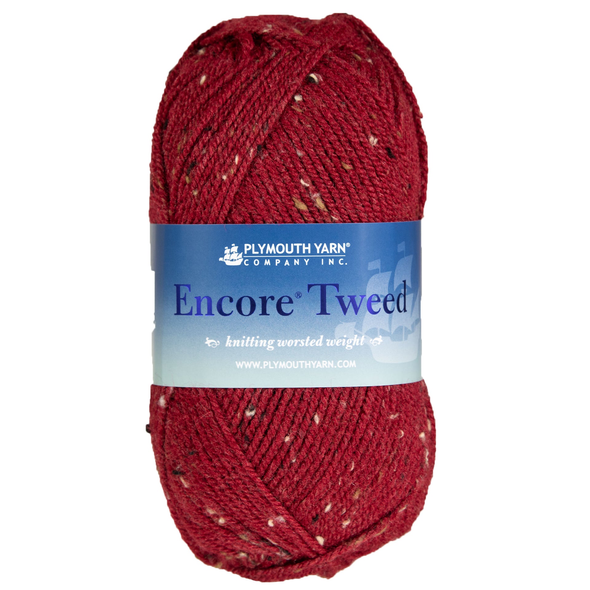 Plymouth Yarn Encore Tweed Yarn - 6389 Ruby - Zoom Image