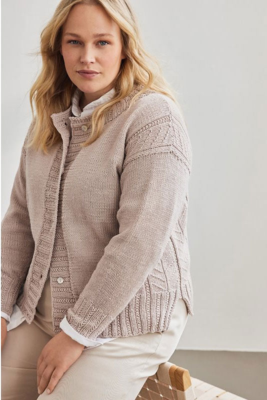 Lana Grossa Merino 3 Patterns - 29 Patterned Button Down Jacket - PDF Download