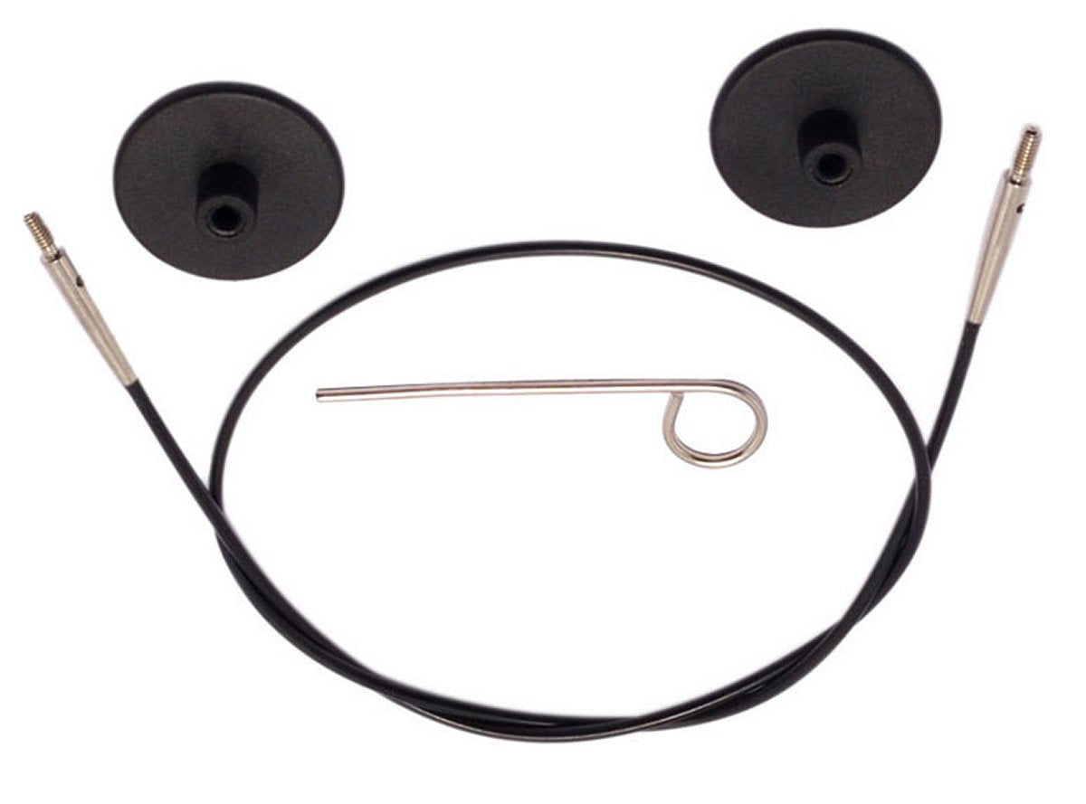 KnitPro Knitter's Pride Cords - 14'' - Black with Silver (to make a 24'' IC needle) - Extra Image