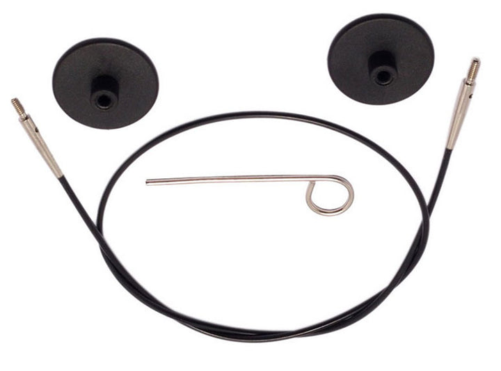 KnitPro Knitter's Pride Cords - 22'' - Black with Silver (to make a 32'' IC needle) - Extra Image