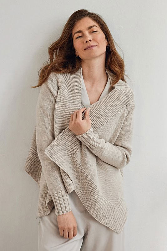Lana Grossa Merino 3 Patterns - 46 Garter Edge Cardigan - PDF Download