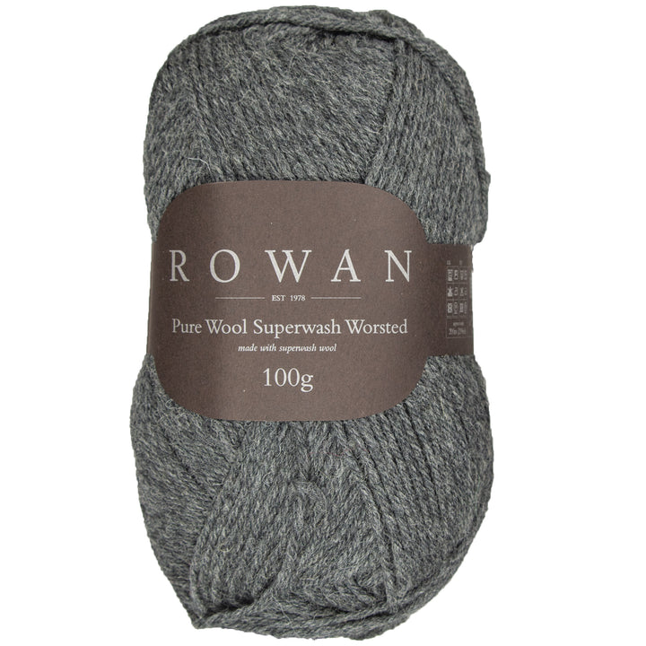 Rowan Pure Wool Superwash Worsted Yarn - 155 Charcoal Grey Heather - Zoom Image