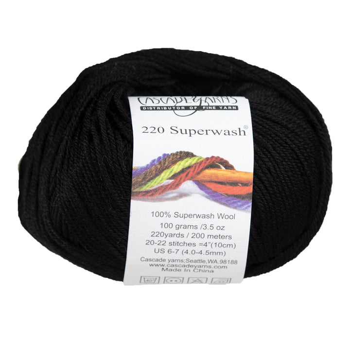 Cascade Yarns 220 Superwash Yarn - 0815 Black - Zoom Image