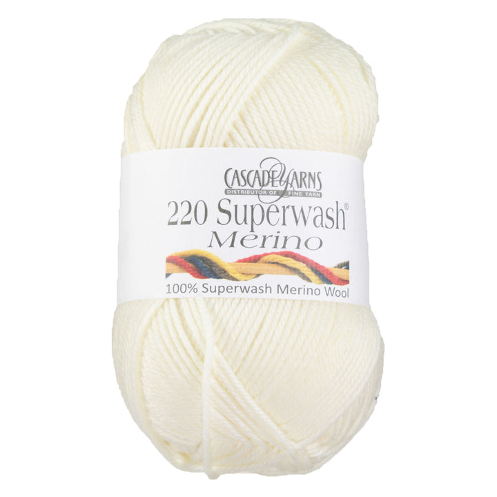 Cascade Yarns 220 Superwash Merino Yarn - 001 Cream - Zoom Image
