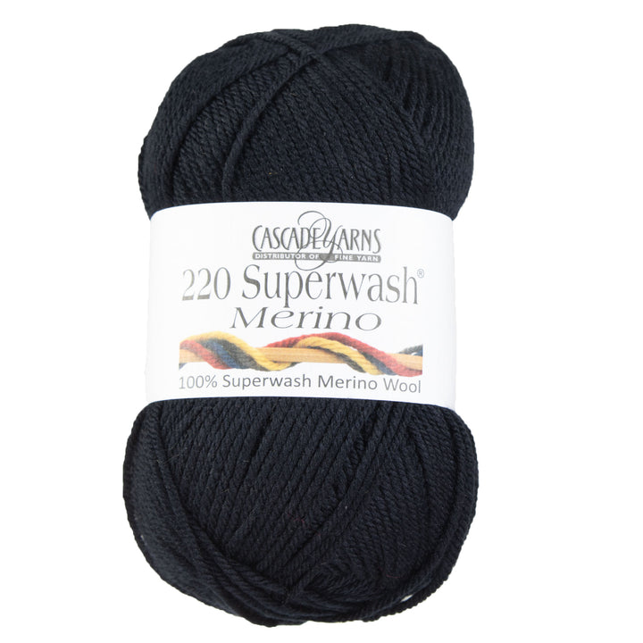 Cascade Yarns 220 Superwash Merino Yarn - 028 Black - Zoom Image