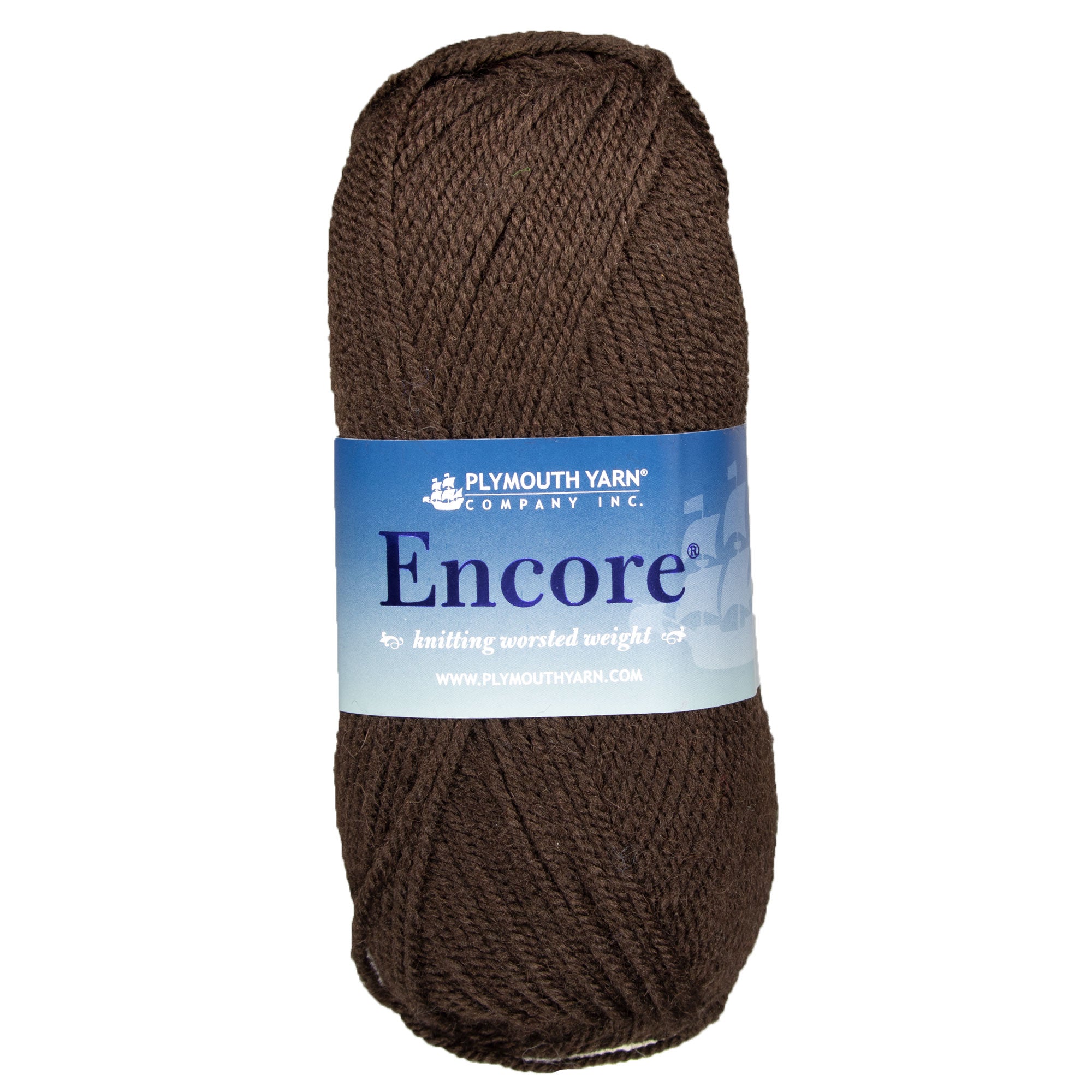 Plymouth Yarn Encore Worsted Yarn - 0599 Deep Brown - Zoom Image