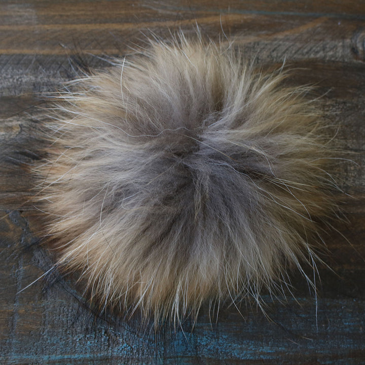 Jimmy Beans Wool Fur Pom Poms - Natural - Snap (6") - Extra Image
