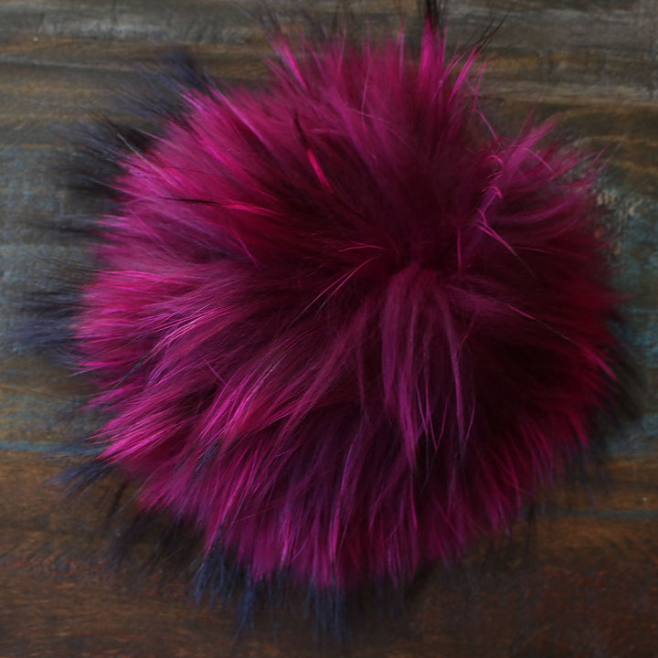 Jimmy Beans Wool Fur Pom Poms - Fuchsia - Snap (6") - Extra Image