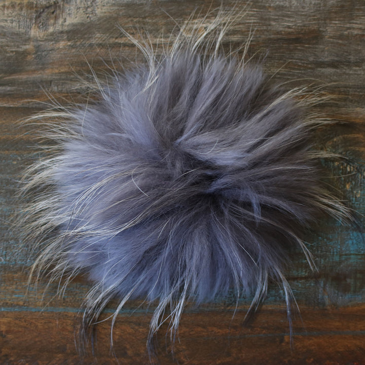 Jimmy Beans Wool Fur Pom Poms - Grey - Snap (6") - Zoom Image