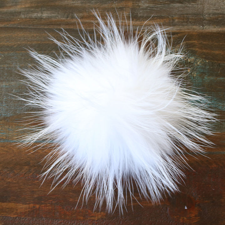Jimmy Beans Wool Fur Pom Poms - White - Snap (6") - Extra Image