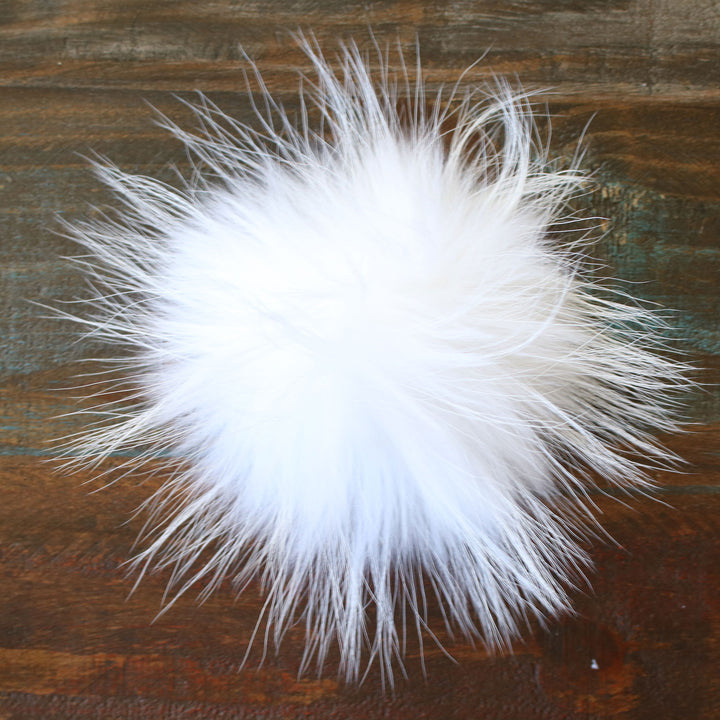 Jimmy Beans Wool Fur Pom Poms - White - Snap (6") - Zoom Image