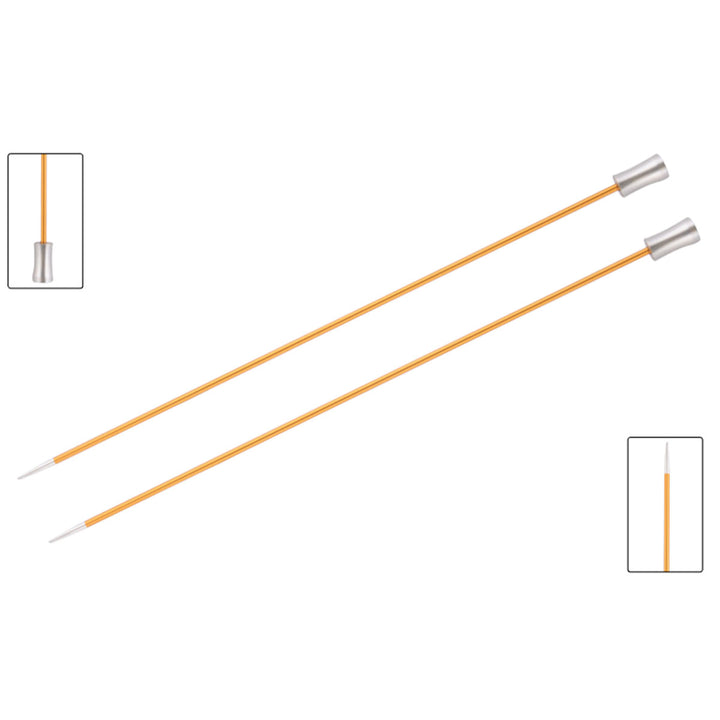 KnitPro Zing Single Pointed Needles - US 1 (2.25mm) - 10" Amber - Extra Image
