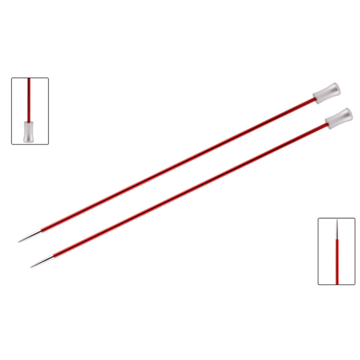 KnitPro Zing Single Pointed Needles - US 1.5 (2.5mm) - 14" Garnet - Zoom Image