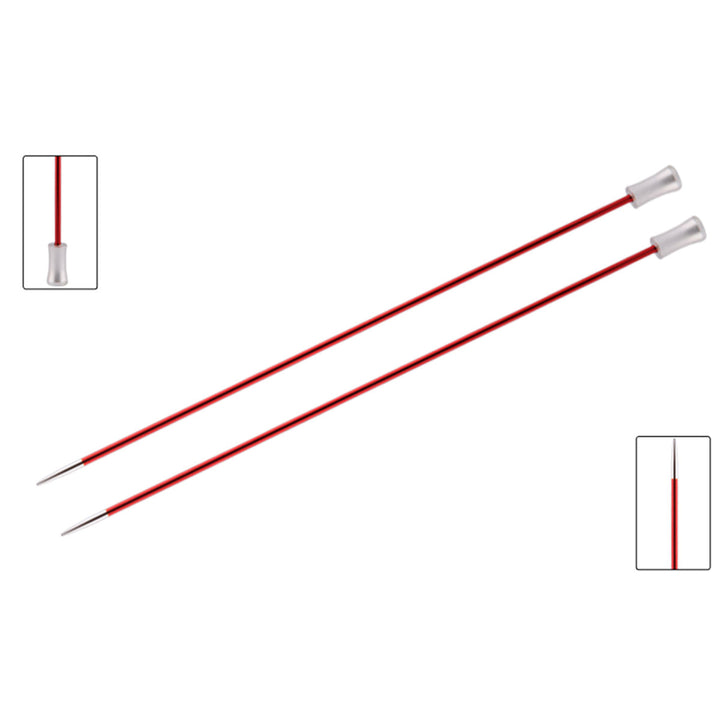 KnitPro Zing Single Pointed Needles - US 1.5 (2.5mm) - 14" Garnet - Extra Image