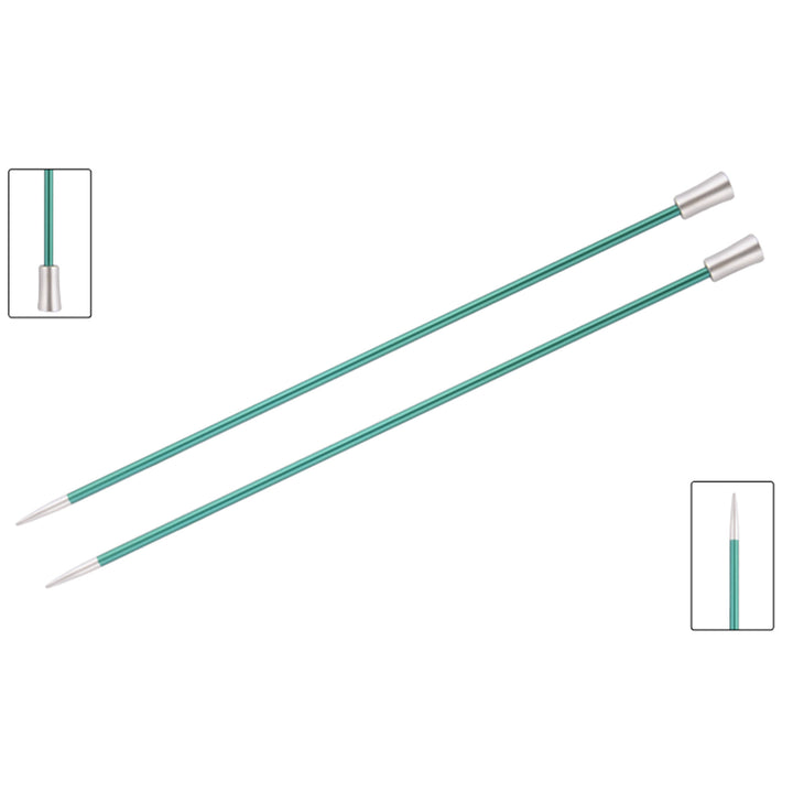 KnitPro Zing Single Pointed Needles - US 3 (3.25mm) - 14" Emerald - Zoom Image