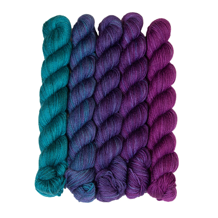 SweetGeorgia Tough Love Sock Party of Five Mini-Skein Set Yarn - Tanzanite - Zoom Image