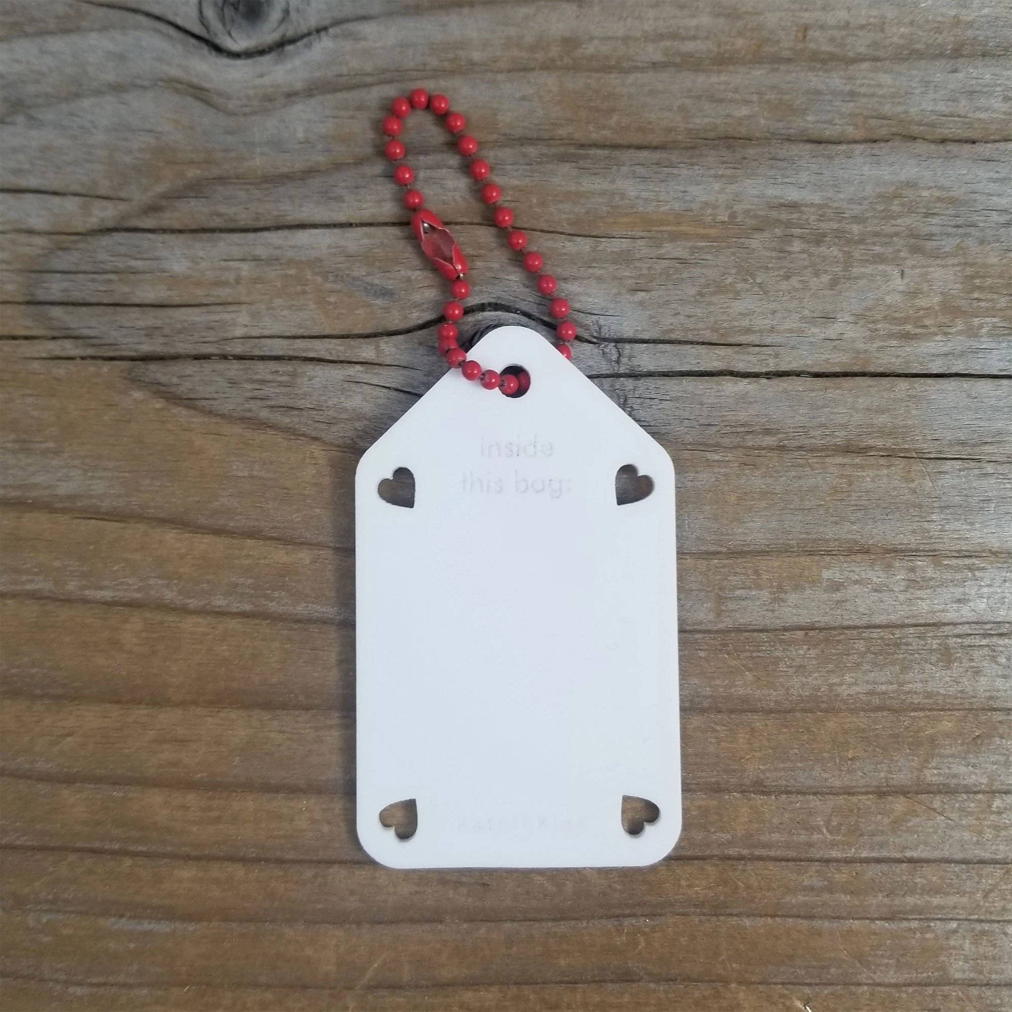 Katrinkles Write On/ Wipe Off Project Tags - White Tag- Red Chain - Zoom Image