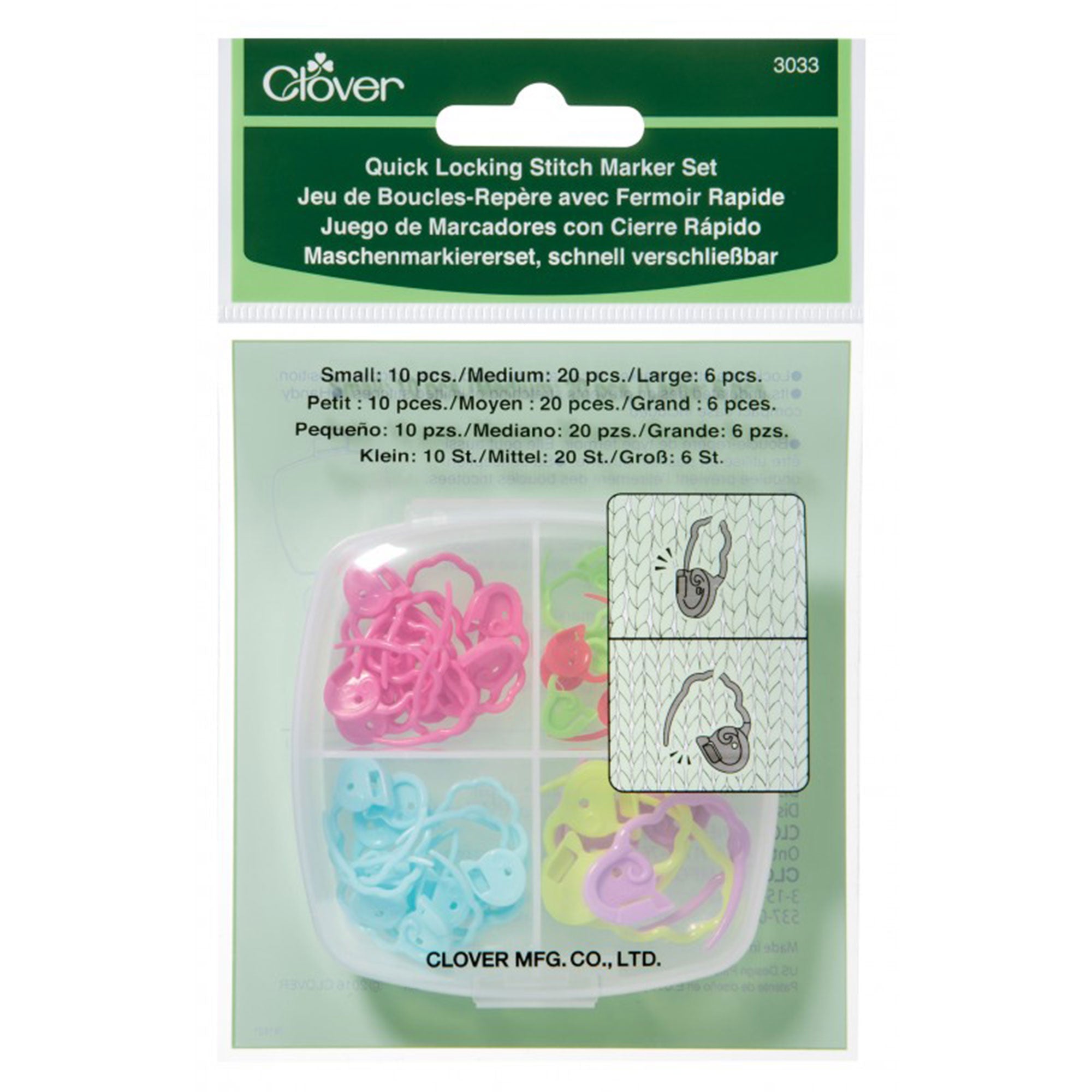 Clover Stitch Markers - Quick Locking Stitch Marker Set - Zoom Image