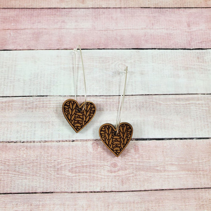 Katrinkles Knit Jewelry - Heart Earrings - Zoom Image