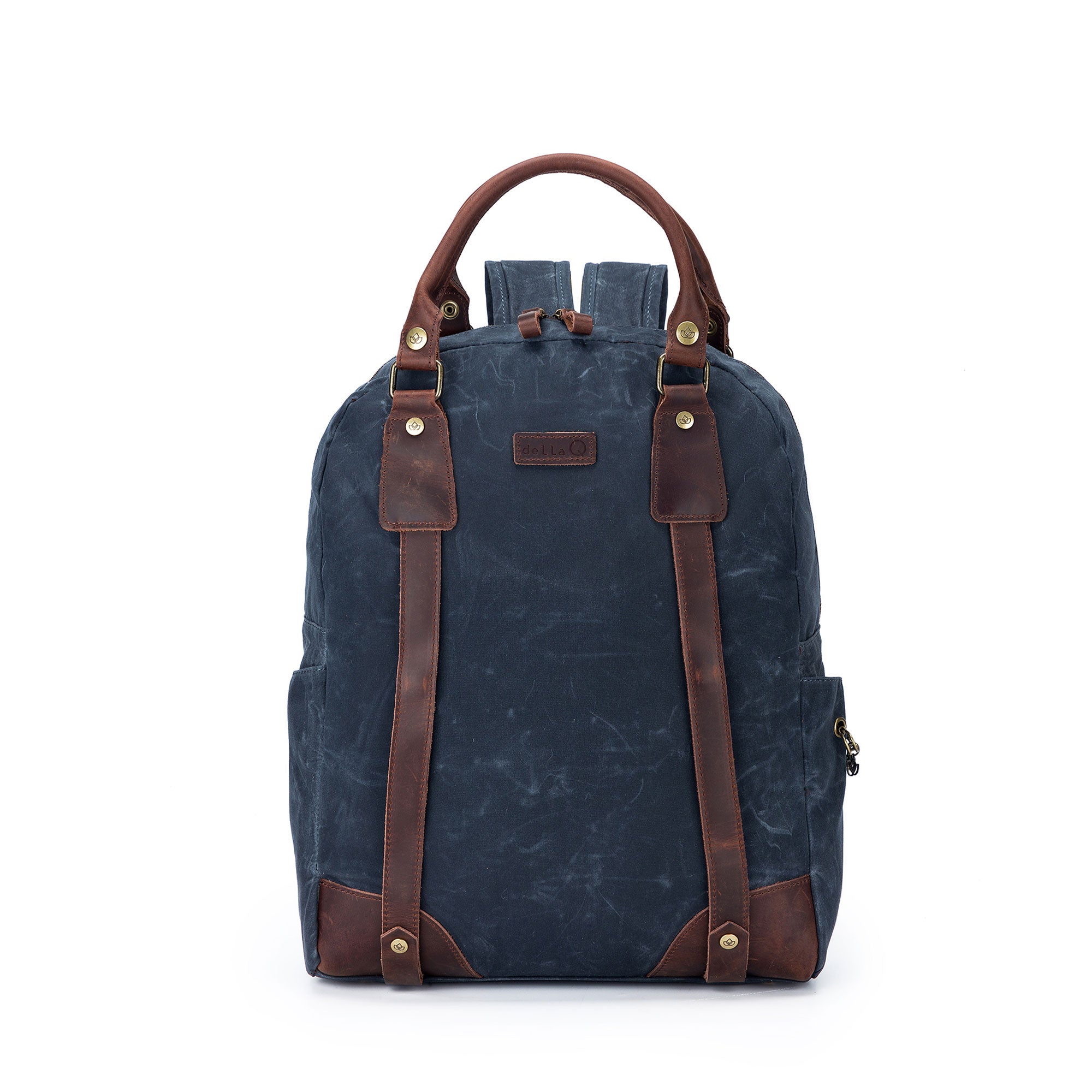 blue leather backpack mens Della Q Maker's Canvas Backpack Blue