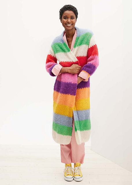 Lana Grossa Journal 68 Patterns - 31 Long Wide Stripe Coat - PDF Download
