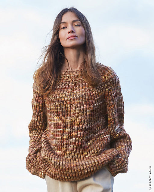 Lana Grossa Lookbook 15 Patterns - 11 Round Yoke Pullover - PDF Download