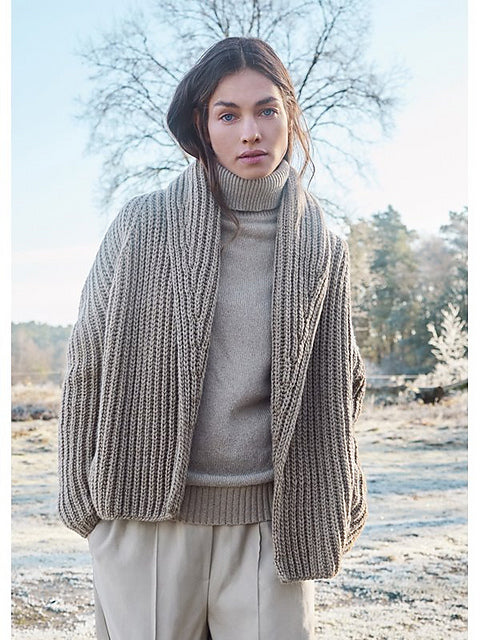 Lana Grossa Lookbook 15 Patterns - 16 Shawl Collar Jacket- PDF Download