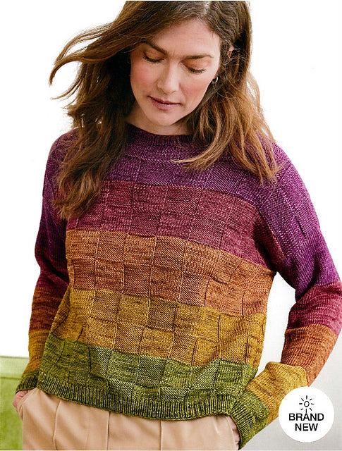 Lana Grossa Merino 3 Patterns - 12 Checkerboard Pullover - PDF Download