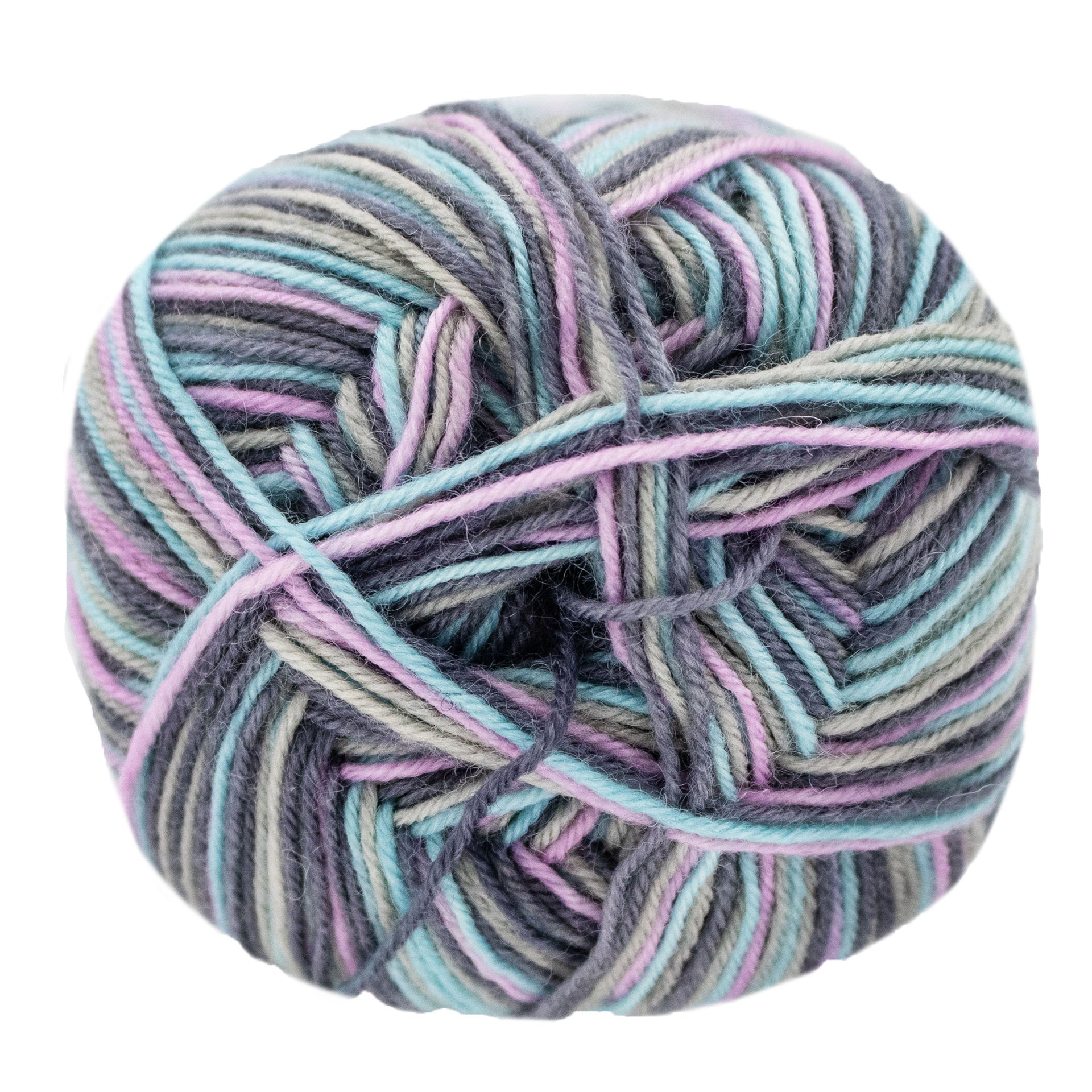 Lana Grossa Meilenweit 100 Merino Extrafine Cosy Yarn - 6161 Pink/Turquoise/Dark/Stone Grey