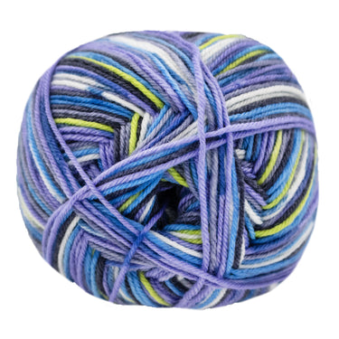 Lana Grossa Meilenweit 100 Merino Extrafine Rosanna Yarn - 3336 White/Petrol/Greys/Violet/Dark Blue/Light Green/Turquoise