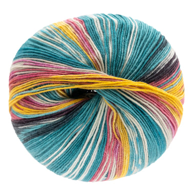 Lana Grossa Meilenweit 100 Seta Fiore Yarn - 3372 Opal Green/White/Yellow/Rose/Pink/Dark Green/Grey