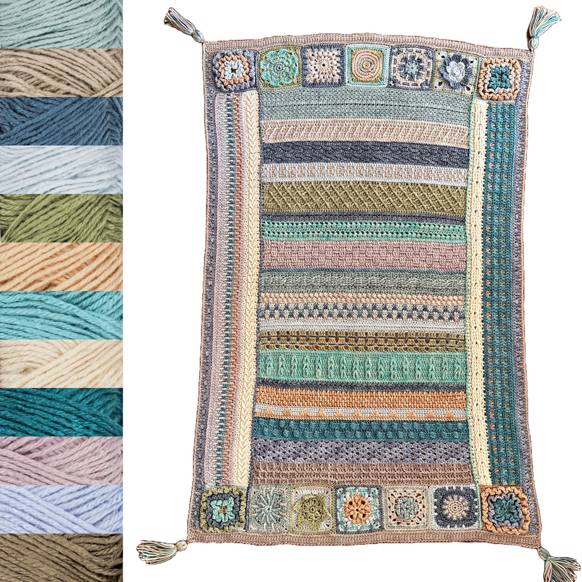 Jimmy Beans Wool 2025 Crochet Blanket Club Kits - Beanstalk Worsted - Beachy Keen