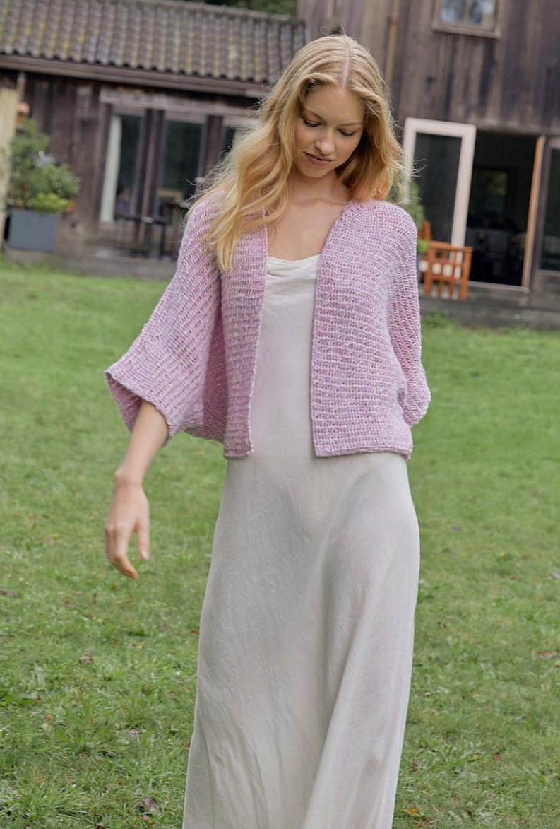 Lana Grossa Natural Knits 01 Patterns - 22 Cropped Cape-Sleeve Cardigan - PDF Download