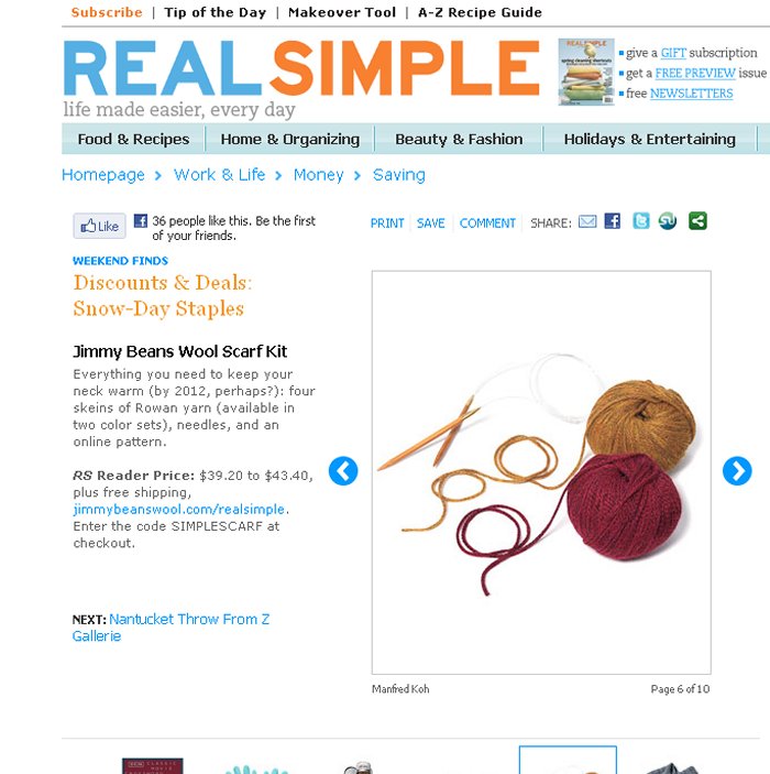 Real Simple - Snow Day Staples - January, 2011 - Profiling JBW Kit