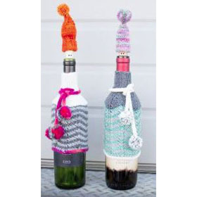 Chevron Wine Bottle Cozy and Wine Gnome Cork Topper Rachel Roden Free Pattern Friday