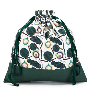 della Q Large Eden Project Bag - 119-2 - Fabric Print Collection - Coffee and Yarn Green