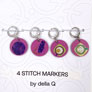 della Q Stitch Marker Sets - Fabric Print Collection - Coffee and Yarn Purple Accessories photo