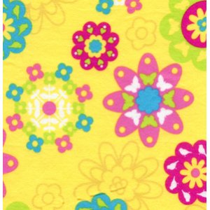 Erin McMorris Irving Street Flannel Fabric - Flower Power - Yellow