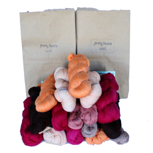 Jimmy Beans Wool Fingering Mystery Yarn Grab Bags yarn Oranges, Reds, Pinks