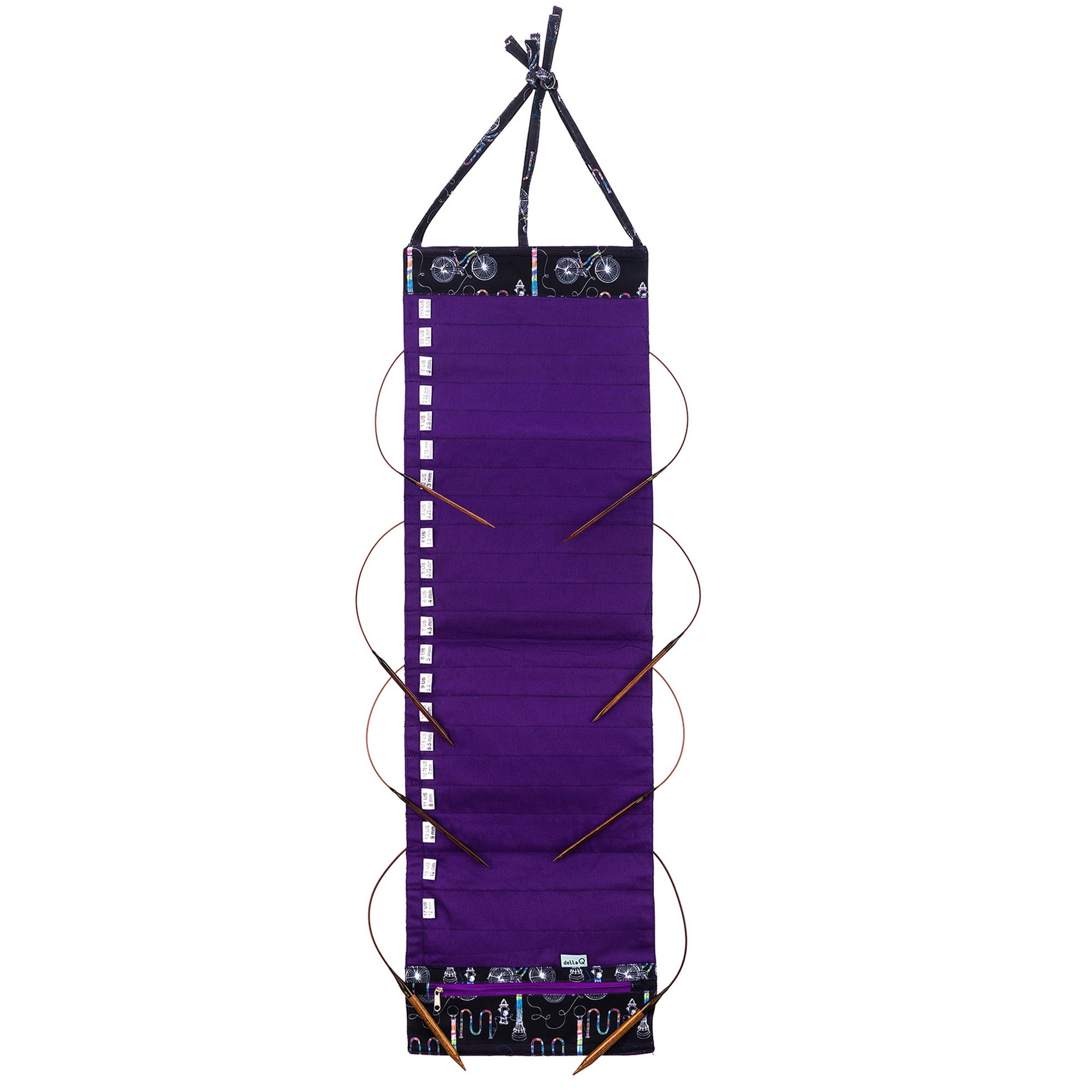 della Q Hanging Circular Needle Organizer - 142-1 - Fabric Print Collection - Yarn Bombing - Zoom Image
