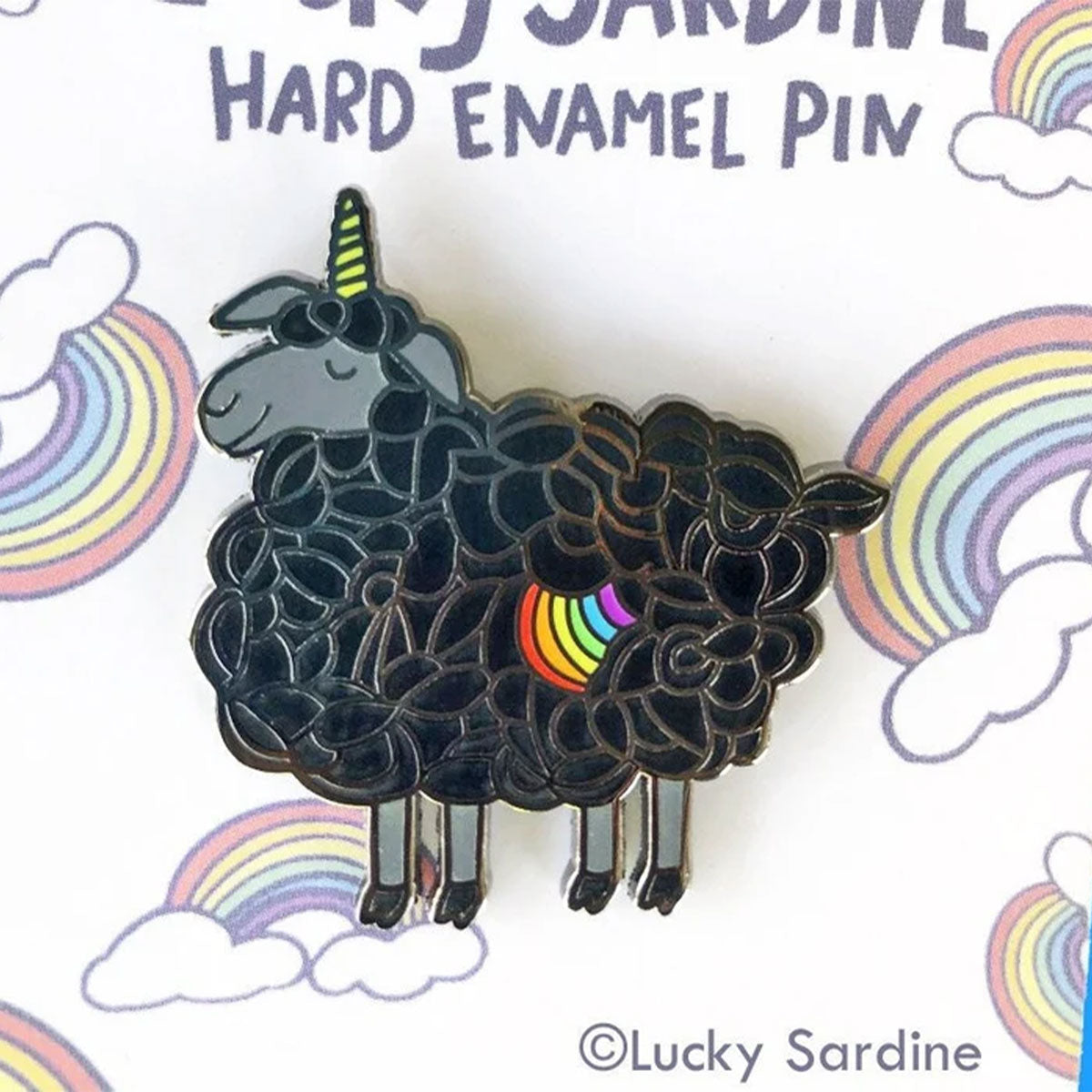 Lucky Sardine - Black Sheep Unicorn Rainbow Enamel Pin - Extra Image
