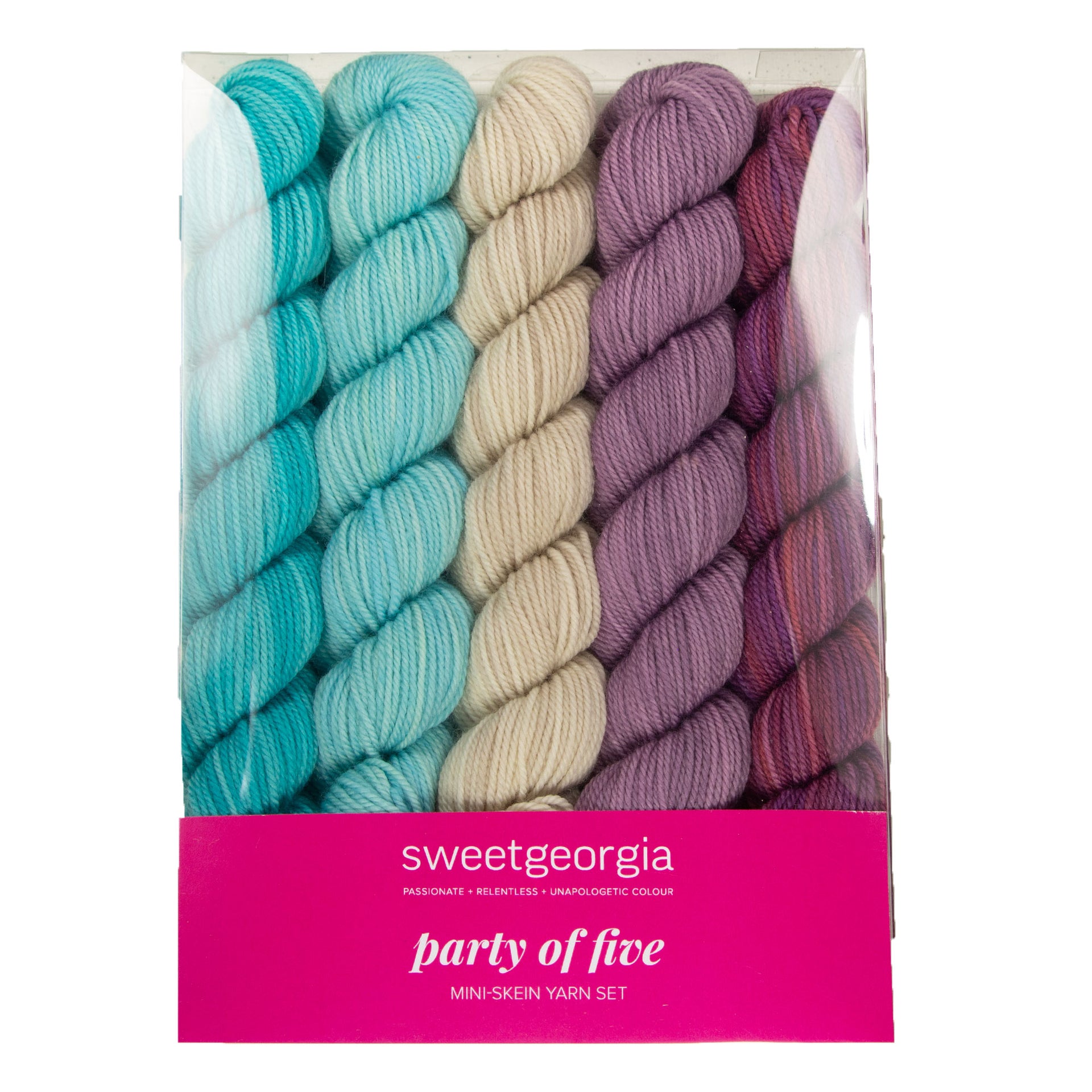SweetGeorgia Tough Love Sock Party of Five Mini-Skein Set Yarn - Frozen Blueberry - Zoom Image
