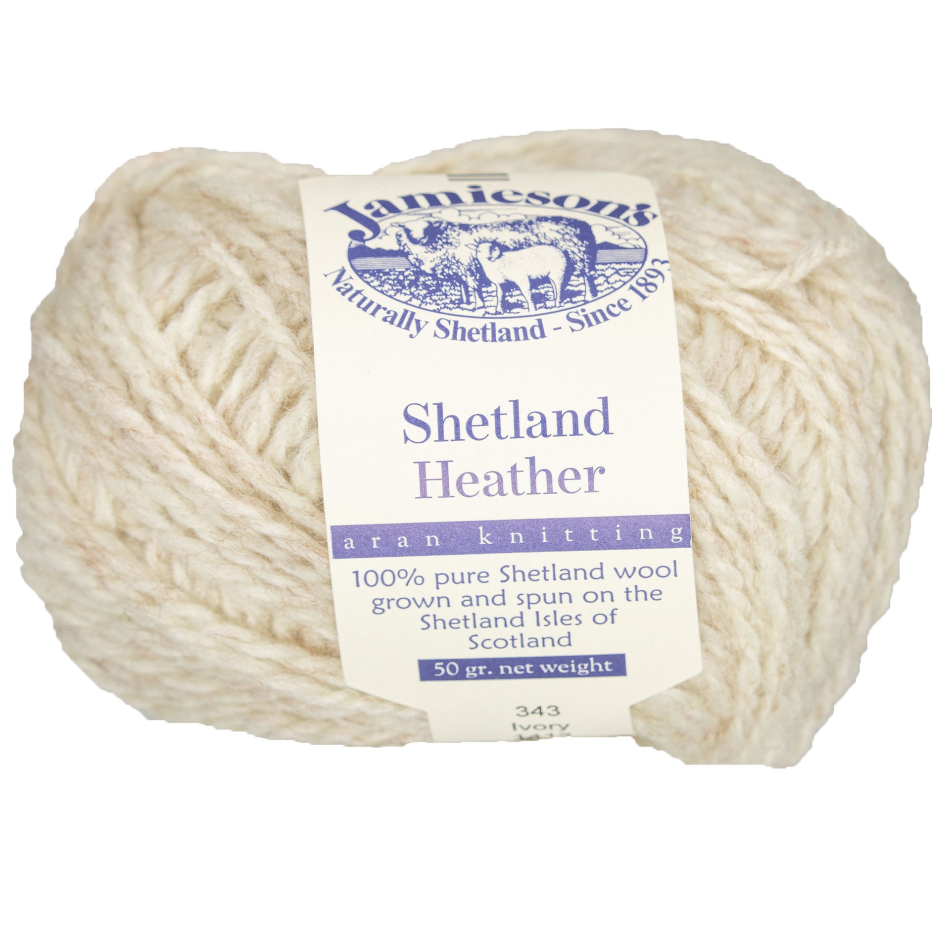 Jamieson's of Shetland Heather Aran Yarn - 343 Ivory - Zoom Image
