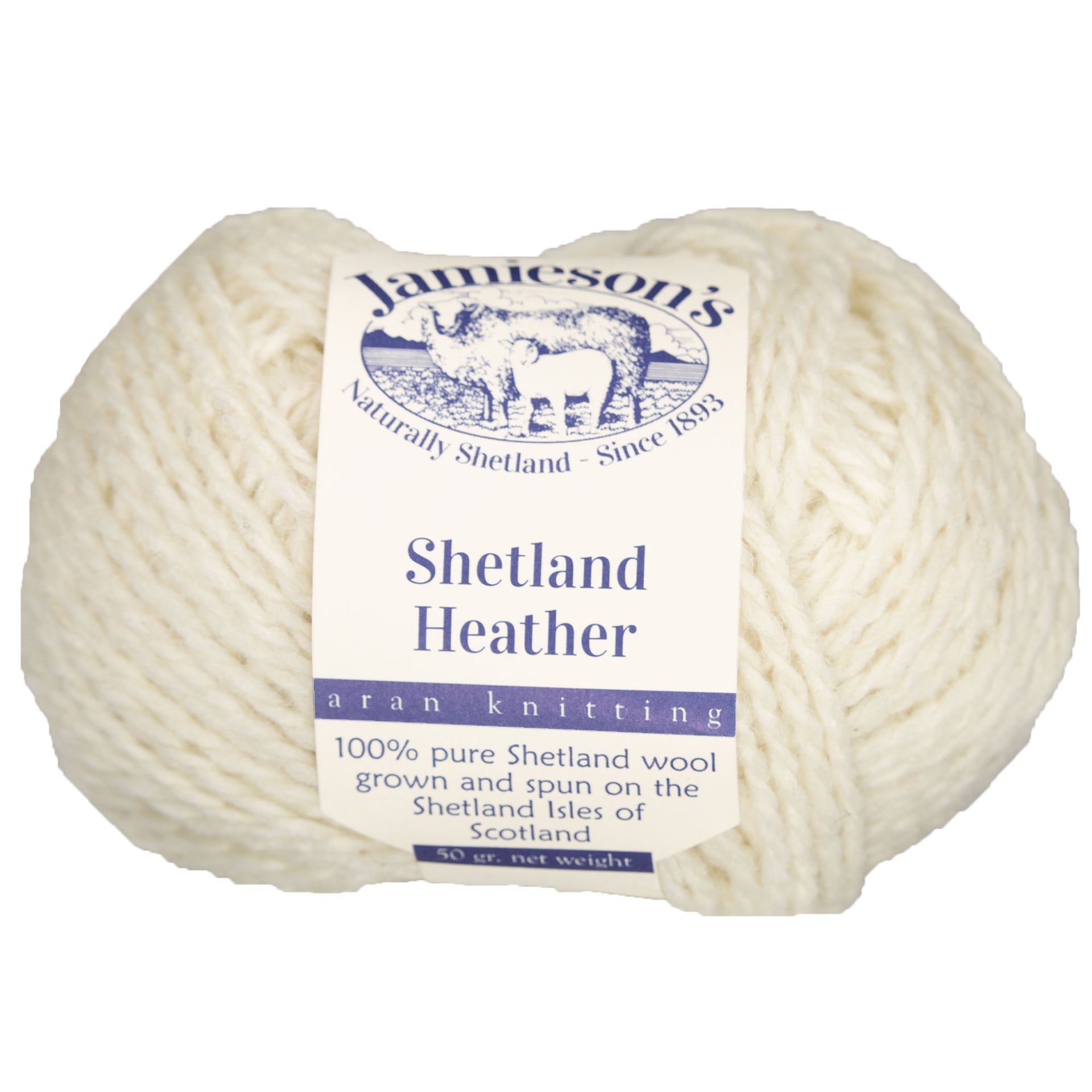 Jamieson's of Shetland Heather Aran Yarn - 104 Natural White - Zoom Image
