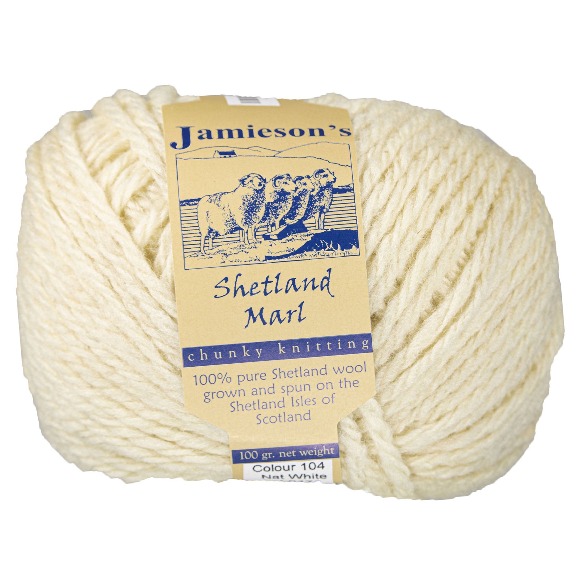 Jamieson's of Shetland Marl Chunky Yarn - 104 Natural White - Zoom Image
