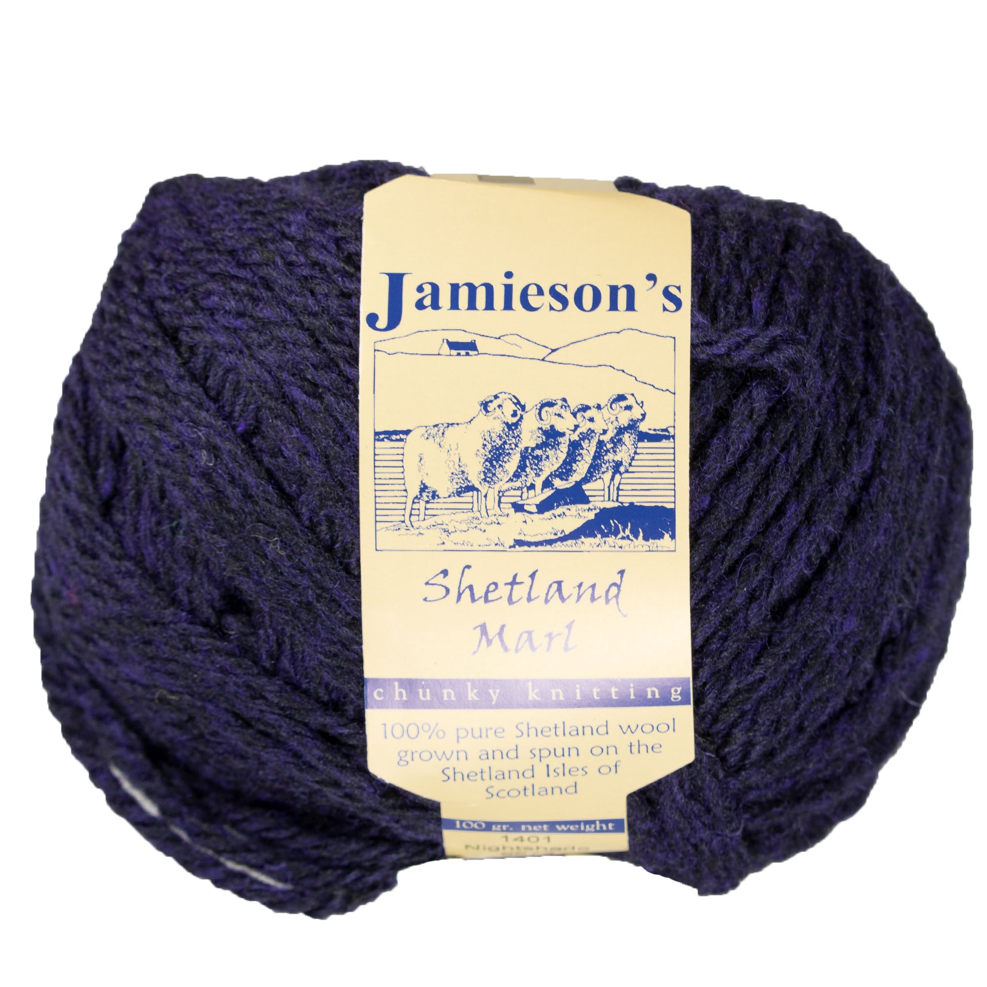 Jamieson's of Shetland Marl Chunky Yarn - 1401 Nightshade - Zoom Image
